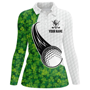 St Patrick Day Green Clover Leaf Golf Polo Shirts Custom Golf Shirts For Women Golfing Gifts LDT1481