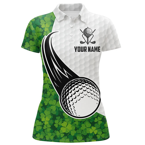 St Patrick Day Green Clover Leaf Golf Polo Shirts Custom Golf Shirts For Women Golfing Gifts LDT1481