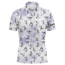 Load image into Gallery viewer, Blue Stick Figures Playing Golf Seamless Mens Polo Shirt Custom Golf Shirts For Men Golf Gifts LDT0386