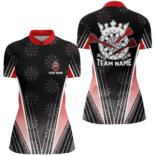 Personalized Black Red Darts Quarter-zip Shirt Custom Dart Shirt For Women Darts Jersey LDT0706