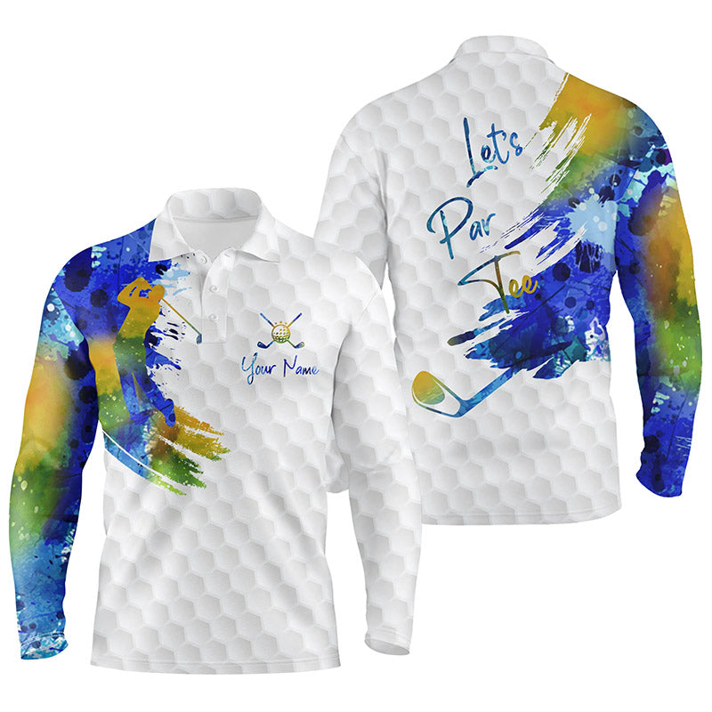 Lets Par Tee Colorful Water Color Mens Golf Tops, Personalized Golf Shirts For Men, Golfing Gifts LDT0135