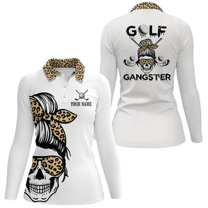 Womens Leopard Skull Golf Gangster Polo Shirts Custom Scary Golf Shirts For Women Golf Gifts LDT0404