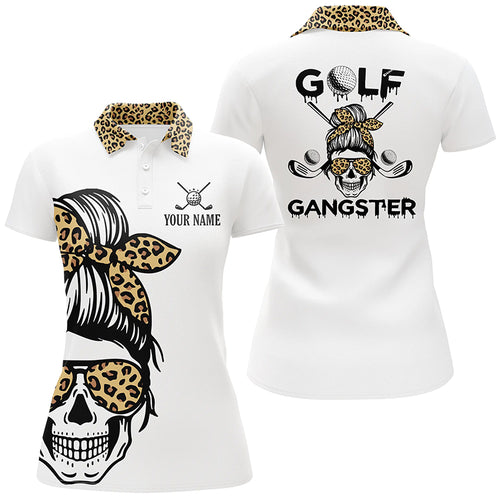 Womens Leopard Skull Golf Gangster Polo Shirts Custom Scary Golf Shirts For Women Golf Gifts LDT0404