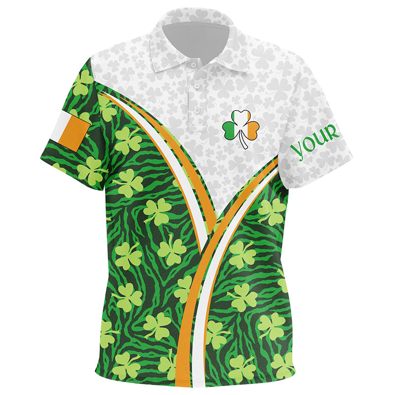 Ireland Flag Patrick Day Green Clovers Kids Golf Polo Shirts Custom Golf Tops For Kid Golf Gifts LDT1484