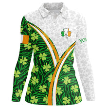 Load image into Gallery viewer, Ireland Flag Patrick Day Green Clovers Golf Polo Shirts Custom Golf Tops For Women Golf Gifts LDT1484