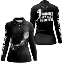 Load image into Gallery viewer, Black And White Womens Golf Polo Shirts, Custom Name Golf Shirts For Ladies, Cool Golf Gifts LDT0144