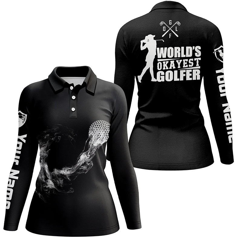 Black And White Womens Golf Polo Shirts, Custom Name Golf Shirts For Ladies, Cool Golf Gifts LDT0144