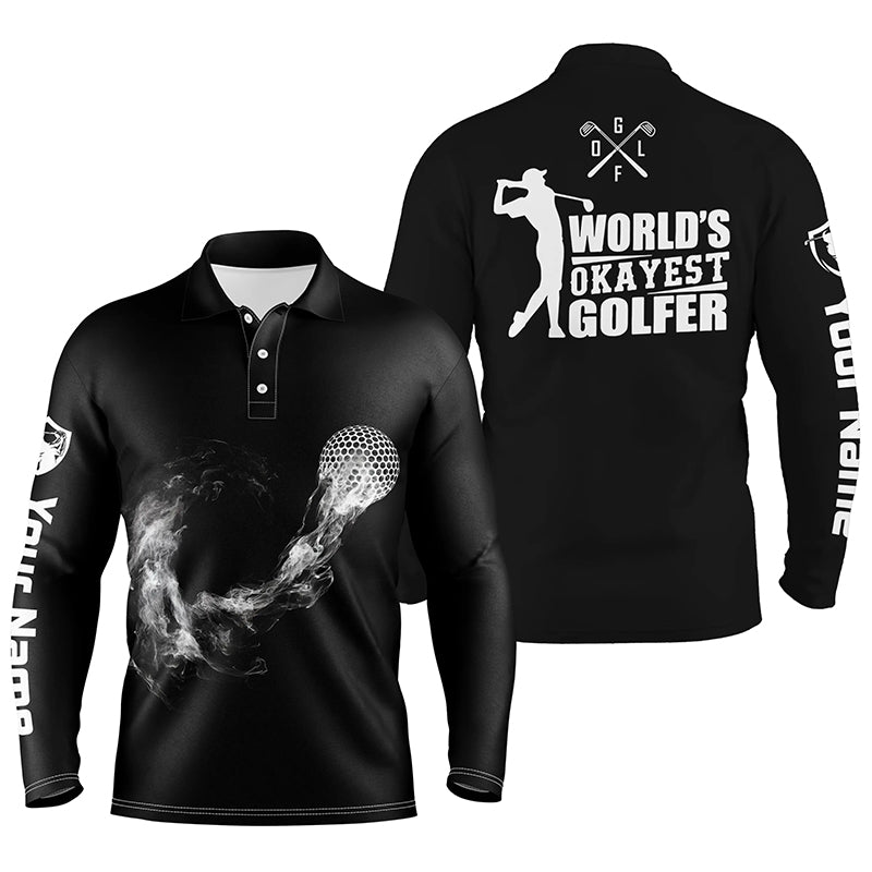 Black And White Mens Golf Polo Shirts, Personalized Golf Shirts For Men, Cool Golf Gifts LDT0144