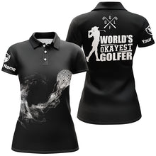 Load image into Gallery viewer, Black And White Womens Golf Polo Shirts, Custom Name Golf Shirts For Ladies, Cool Golf Gifts LDT0144