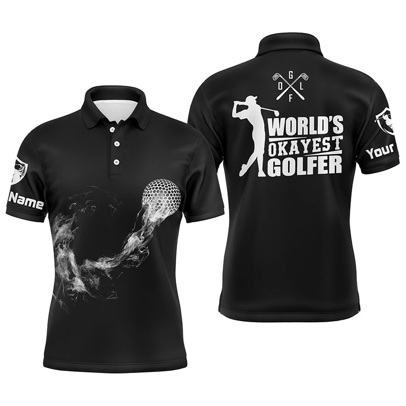 Black And White Mens Golf Polo Shirts, Personalized Golf Shirts For Men, Cool Golf Gifts LDT0144