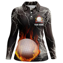 Load image into Gallery viewer, Custom Thunder Fire Flame Womens Golf Polo Shirt Lightning Golf Shirts For Women Golf Gifts LDT0149