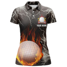 Load image into Gallery viewer, Custom Thunder Fire Flame Womens Golf Polo Shirt Lightning Golf Shirts For Women Golf Gifts LDT0149