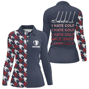 I Hate Golf Nice Shot I love Golf Funny Golf Polo Shirt Navy Golf Shirts For Women LDT0413