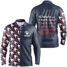 Load image into Gallery viewer, I Hate Golf Nice Shot I love Golf Funny Mens Golf Polo Shirt Navy Golf Shirts For Men LDT0413