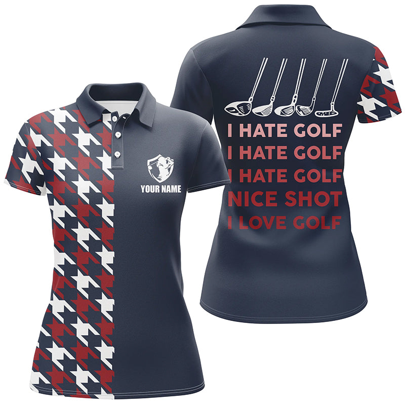 I Hate Golf Nice Shot I love Golf Funny Golf Polo Shirt Navy Golf Shirts For Women LDT0413