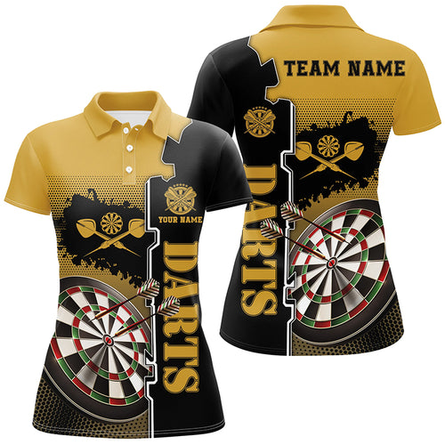 Personalized Yellow Black Darts Polo Shirt Custom Darts Shirt For Women Darts Team Jersey LDT0417