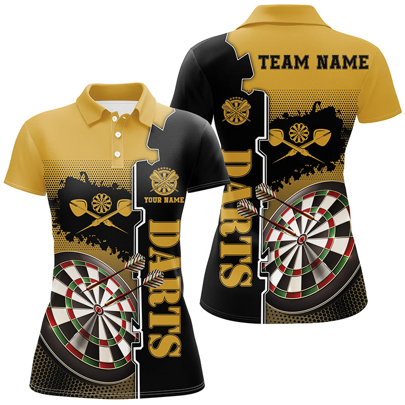 Personalized Yellow Black Darts Polo Shirt Custom Darts Shirt For Women Darts Team Jersey LDT0417