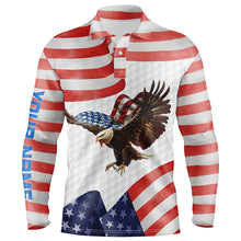 Load image into Gallery viewer, Watercolor American Flag Mens Golf Polo Shirt Us Eagle Patriotic Golf Shirts For Men Golf Gifts LDT0945