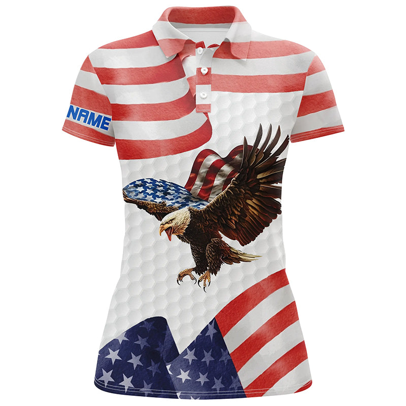 Watercolor American Flag Golf Polo Shirt Us Eagle Patriotic Golf Shirts For Women Golf Gifts LDT0945