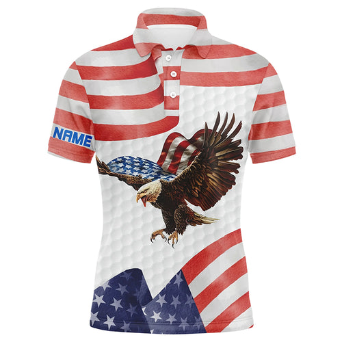 Watercolor American Flag Mens Golf Polo Shirt Us Eagle Patriotic Golf Shirts For Men Golf Gifts LDT0945