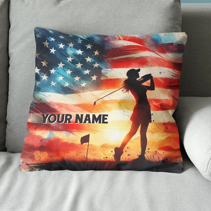 Watercolor Usa Flag Custom Golf Pillow Personalized Patriotic Golf Gifts LDT1175