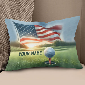 Watercolor American Flag Golf Custom Pillow Personalized Golfing Gifts LDT1172