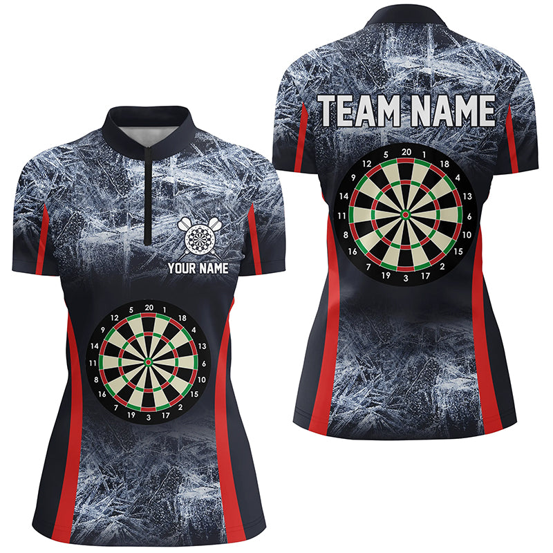 Icy Navy Blue Darts Quarter Zip Shirt Customized Darts Shirt For Women Darts Team Jersey LDT1358