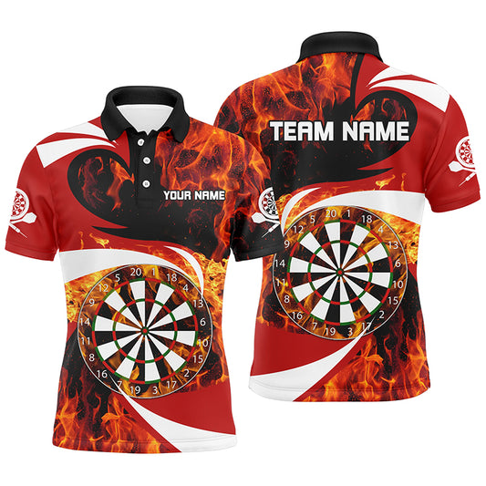 Fire Flame Dartboard Mens Red Dart Polo Shirts Custom Darts Shirt For Men Dart Jerseys LDT1365