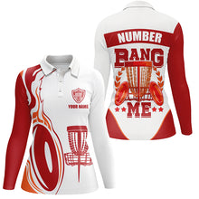 Load image into Gallery viewer, Bang Me Womens Disc Golf Shirts, Red White Customized Polo Shirt For Womens, Disc Golf Disc LDT0160