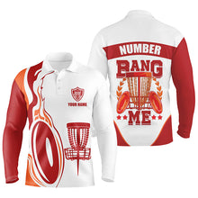 Load image into Gallery viewer, Bang Me Mens Disc Golf Shirts, Red White Customized Polo Shirts For Men, Disc Golf Disc LDT0160