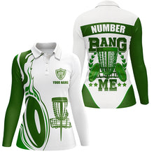 Load image into Gallery viewer, Bang Me Womens Disc Golf Tops Dark Green &amp; White Custom Polo Shirt For Womens, Disc Golf Disc LDT0161