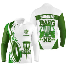 Load image into Gallery viewer, Bang Me Mens Disc Golf Shirts, Dark Green &amp; White Custom Polo Shirt For Mens, Disc Golf Disc LDT0161