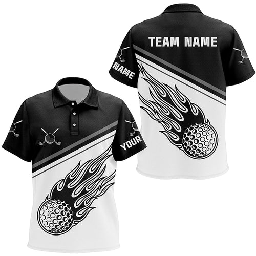 Black White Flame Personalized Golf Kids Polo Shirt Custom Golf Shirts For Kid Cool Golf Gifts LDT0715