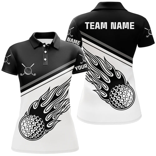 Black White Flame Personalized Golf Polo Shirt Custom Golf Shirts For Women Cool Golf Gifts LDT0715