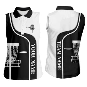 Personalized Disc Golf Basket Black White Womens Sleeveless Polo Shirt Custom Golf Shirts For Women LDT0721