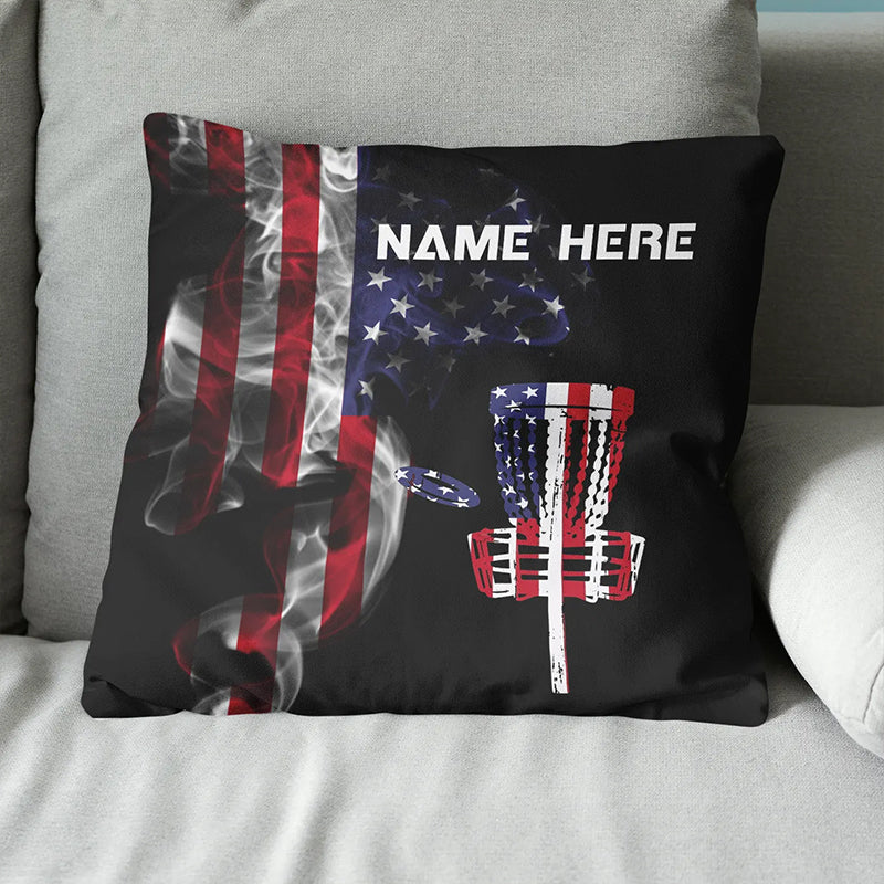 Smoky American Flag Patriotic Disc Golf Pillow Customized Disc Golf Gift LDT1180
