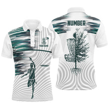 Load image into Gallery viewer, Green White Mens Disc Golf Polo Shirts Custom Disc Golf Basket Shirts For Men Golfing Gifts LDT1371