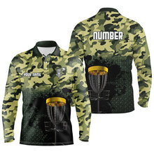 Load image into Gallery viewer, Green Camo Mens Disc Golf Polo Shirts Customized Camo Golf Shirts For Men, Disc Golf Gifts LDT0164