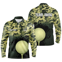 Load image into Gallery viewer, Green Camo Mens Golf Polo Shirts Customized Camouflage Golf Shirts For Men, Golfer Gifts LDT0165