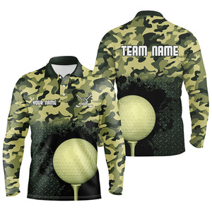 Green Camo Mens Golf Polo Shirts Customized Camouflage Golf Shirts For Men, Golfer Gifts LDT0165