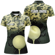 Load image into Gallery viewer, Green Camo Womens Golf Polo Shirts Customized Camouflage Golf Shirts For Women, Golfer Gifts LDT0165