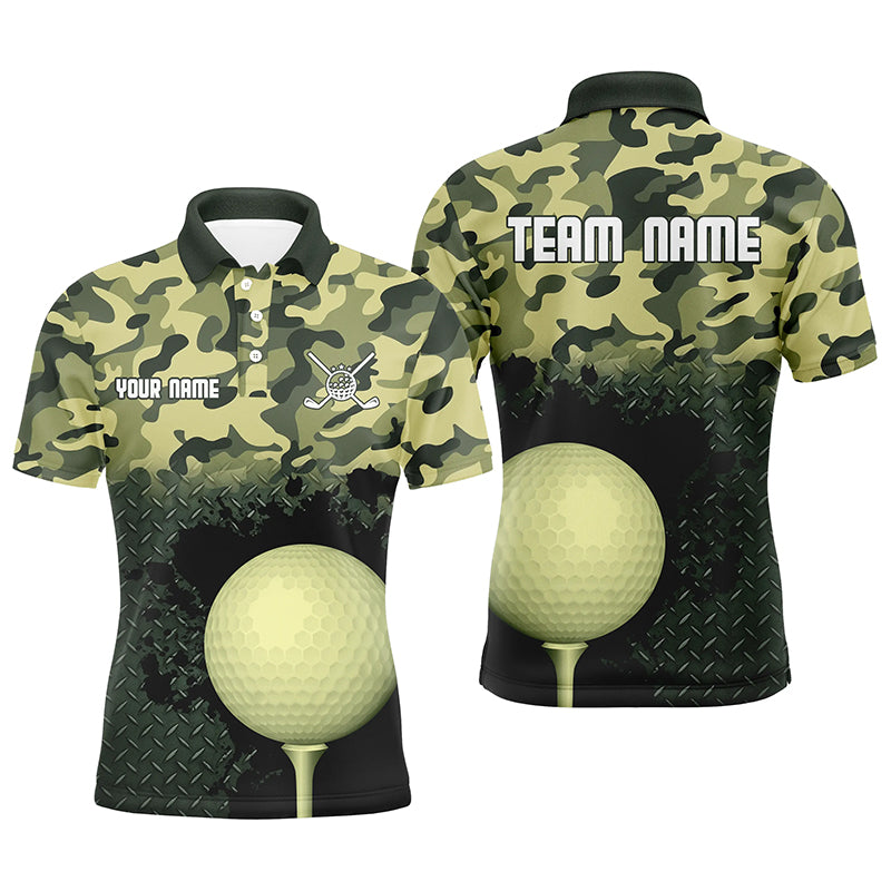 Green Camo Mens Golf Polo Shirts Customized Camouflage Golf Shirts For Men, Golfer Gifts LDT0165