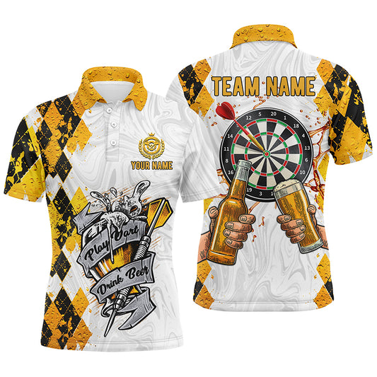 Play Dart Drink Beer Customized Darts Men Polo Shirt Argyle Pattern Darts Shirt For Men LDT0738