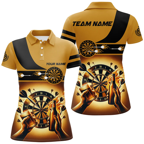 Yellow Beer Women Darts Polo Shirt Custom Darts Shirt For Women Drinking Beer Dart Jerseys LDT1380