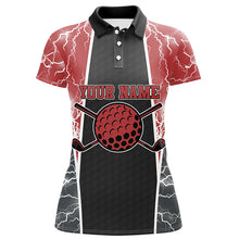 Load image into Gallery viewer, Customized Lightning Womens Golf Polo Shirts, Red And Black Golf Shirts For Women, Golf Gifts LDT0180