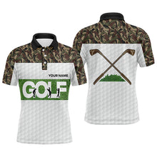 Load image into Gallery viewer, Green Camouflage Mens Golf Polo Shirts Custom Camo Golf Tops For Men Personalized Golf Gifts LDT0182