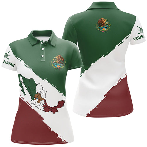 Mexico Map Golf Polo Shirts Patriotic Mexican Flag Golf Shirts For Women Best Golf Gifts LDT0431