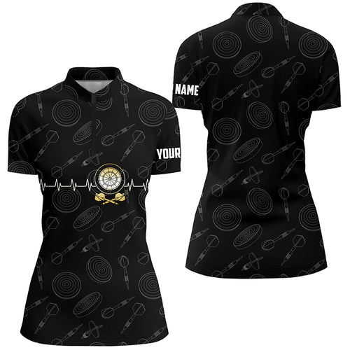 Darts Board Heart Beat Black Darts Pattern Quarter-Zip Shirt Custom Darts Jersey For Women LDT0438