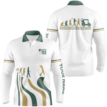 Load image into Gallery viewer, Evolution Of The Golf White Polo Shirt Lets Par Tee Custom Golf Shirts For Men Golf Gifts LDT0425