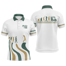 Load image into Gallery viewer, Evolution Of The Golf White Polo Shirt Lets Par Tee Custom Golf Shirts For Men Golf Gifts LDT0425